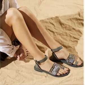 NEW Free People sun peaks sequined leather wrap sandal size 10 eu 40